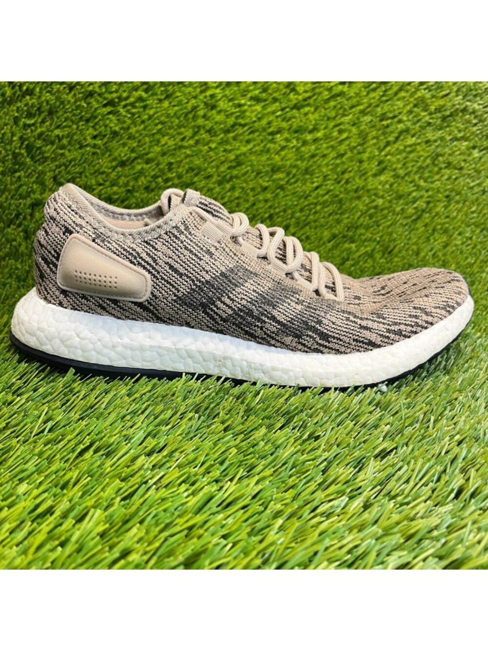 Adidas Pureboost Trace Mens Size 8 Khaki White Athletic Running Shoes Sneakers